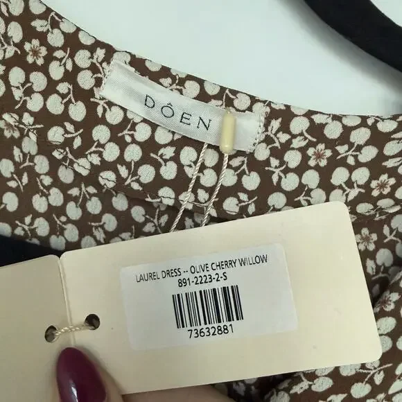 New Doen Laurel Dress Olive Cherry Willow - Picture 6 of 6
